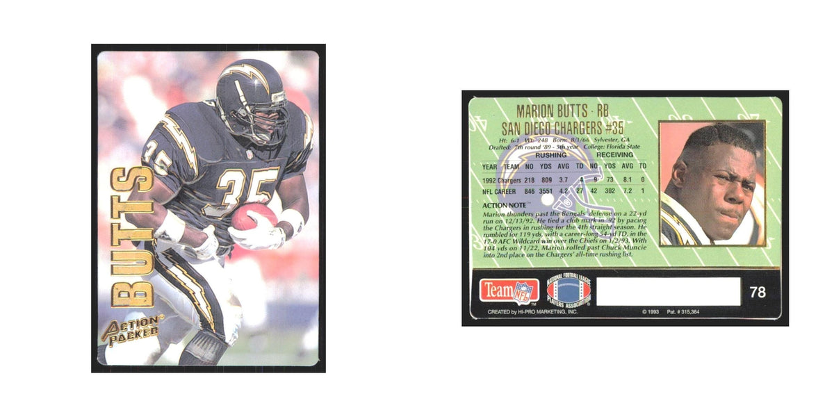 1993 Action Packed Marion Butts San Diego Chargers #78