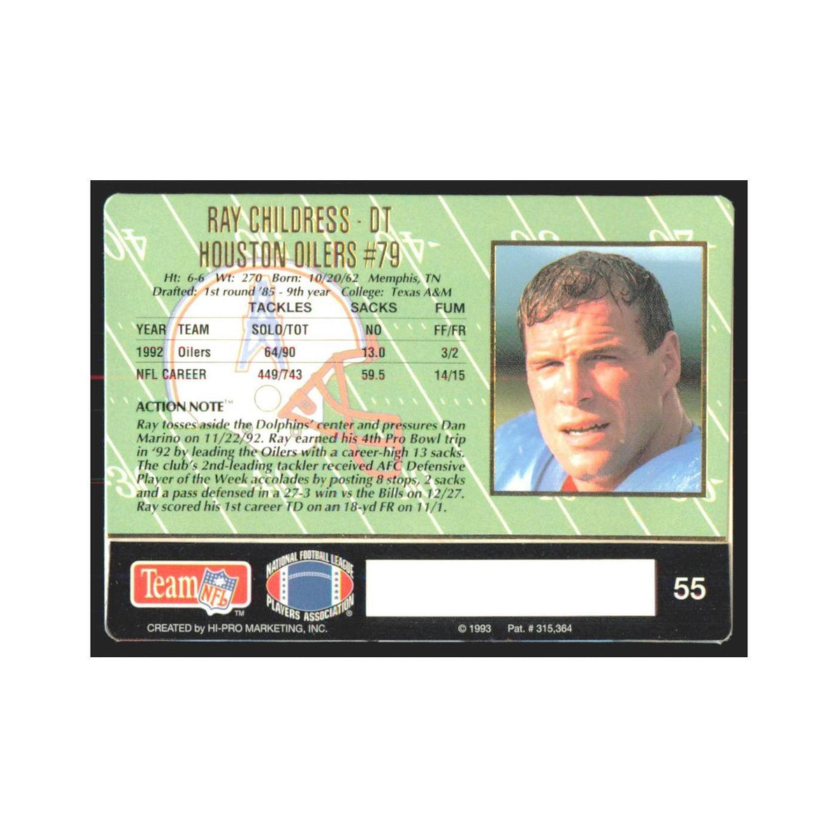 1993 Action Packed Ray Childress Houston Oilers #55