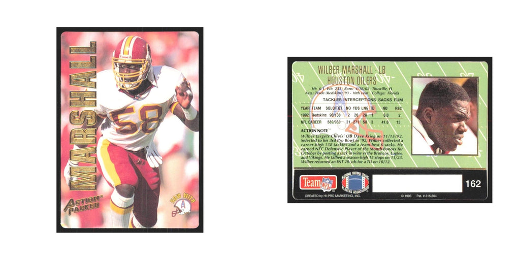 1993 Action Packed Wilber Marshall Houston Oilers #162