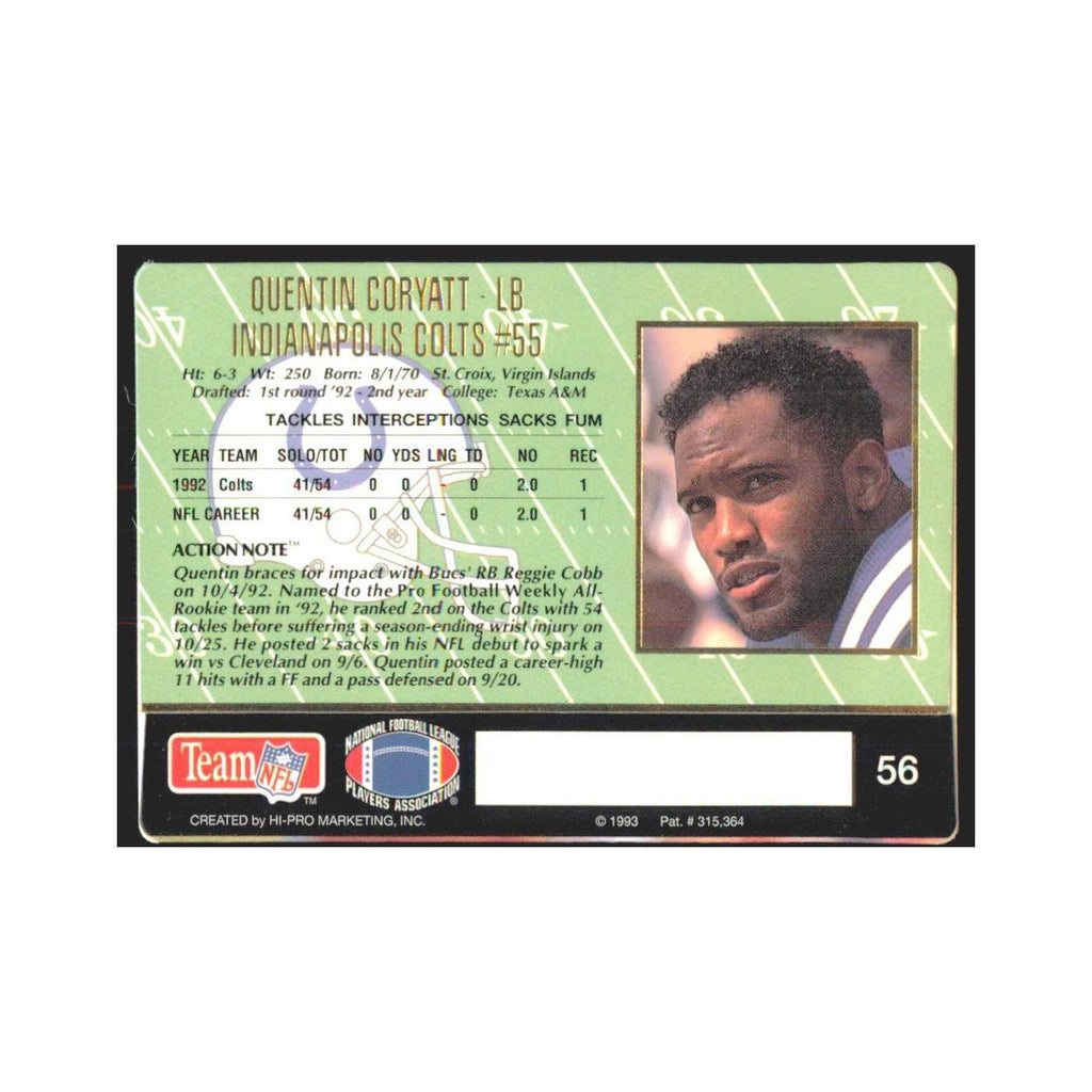 1993 Action Packed Quentin Coryatt Colts #56