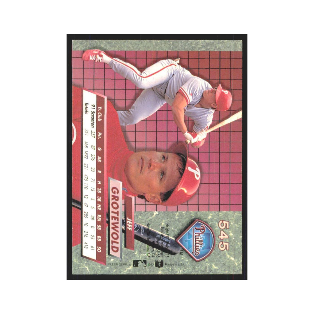 1992 Fleer Ultra Jeff Grotewold RC Phillies #545