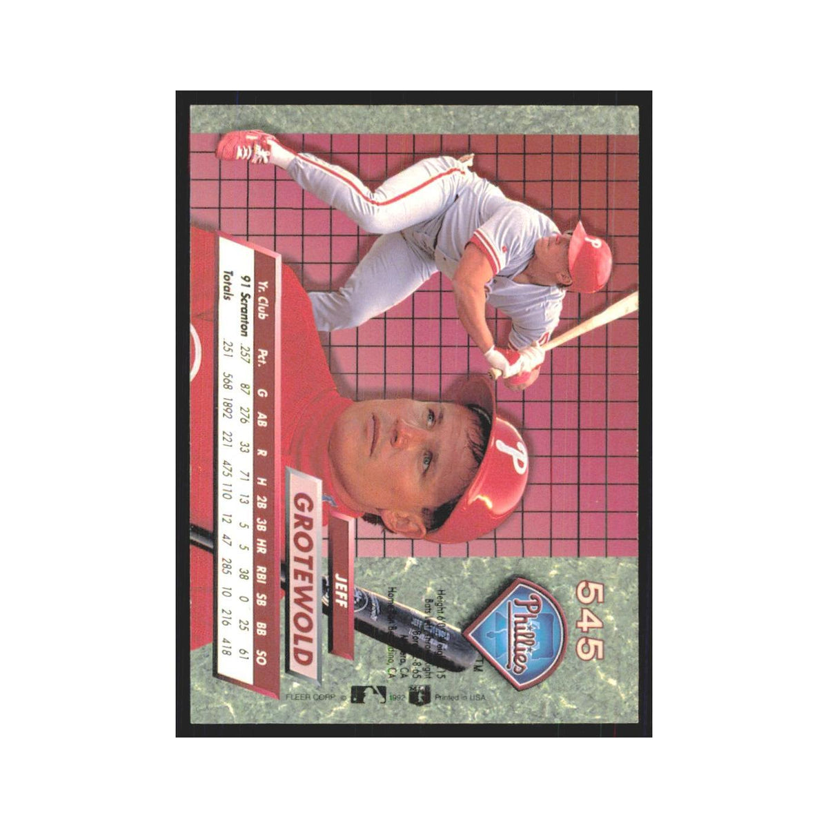 1992 Fleer Ultra Jeff Grotewold RC Phillies #545