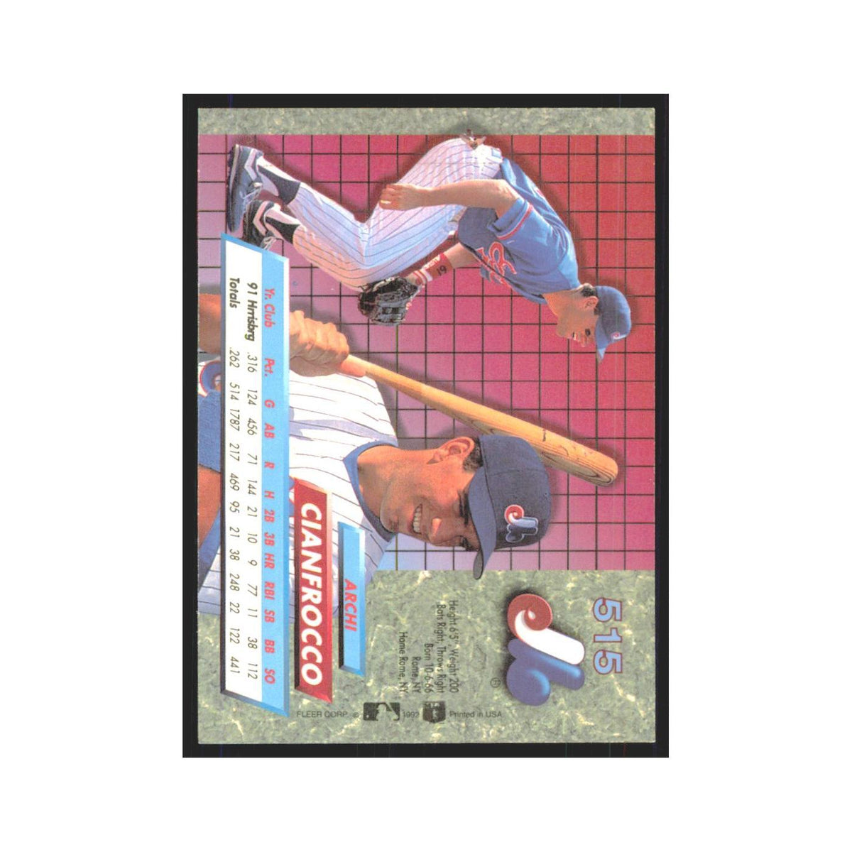 1992 Fleer Ultra Archi Cianfrocco RC Montreal Expos #515