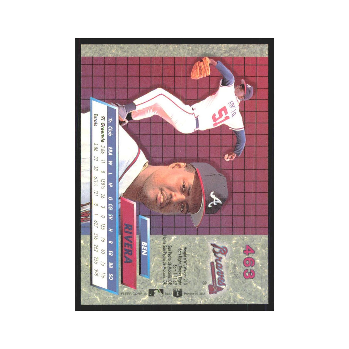 1992 Fleer Ultra Ben Rivera RC Braves #463