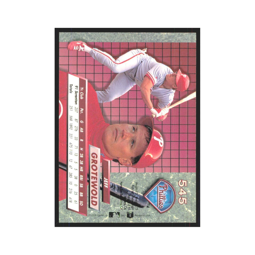 1992 Fleer Ultra Jeff Grotewold RC Phillies #545