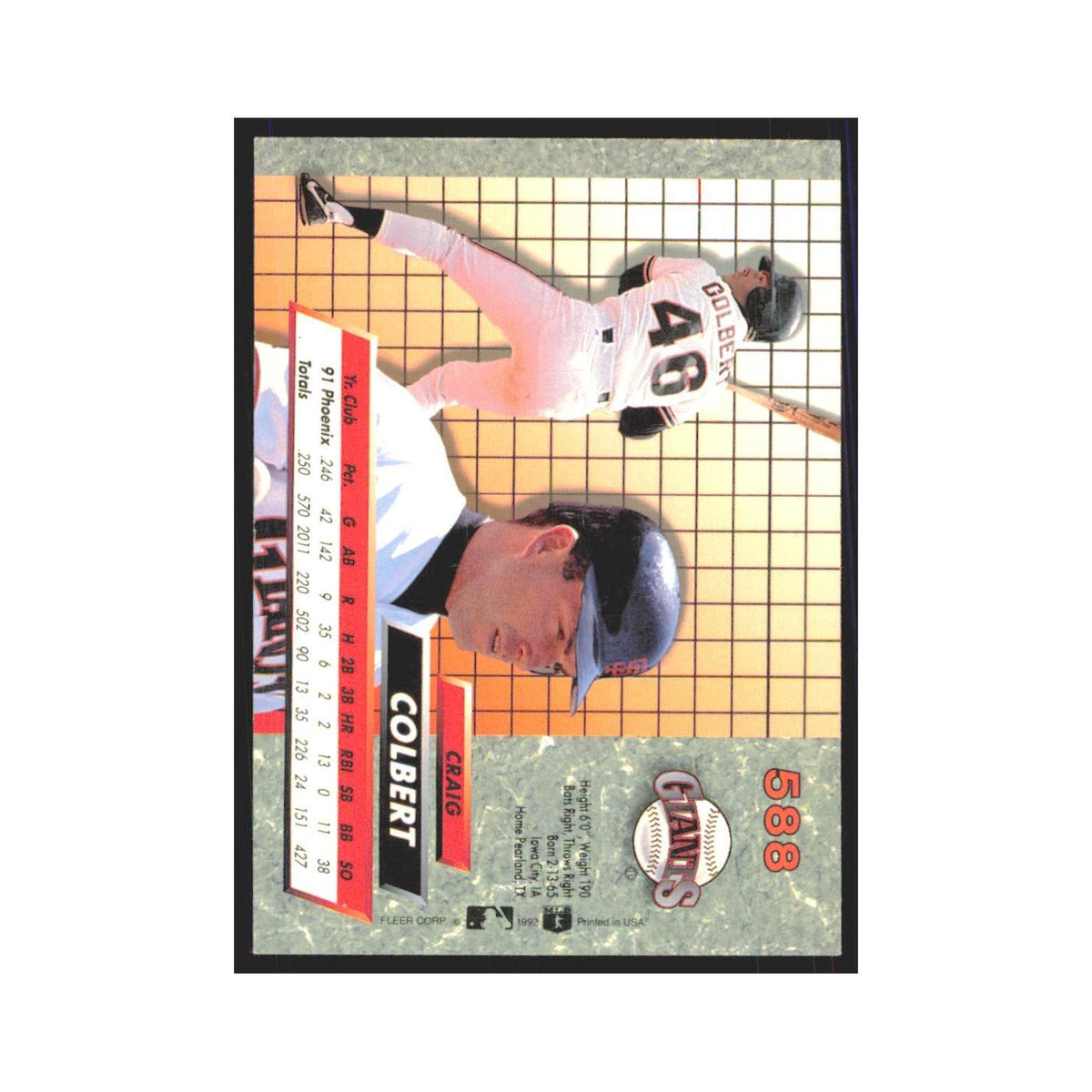 1992 Fleer Ultra Craig Colbert RC Giants #588