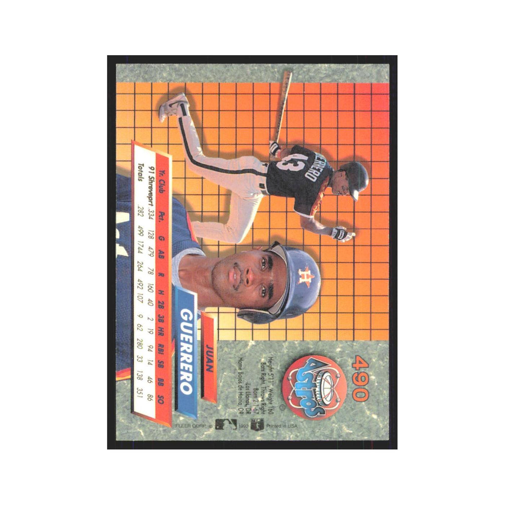 1992 Fleer Ultra Juan Guerrero RC Astros #490