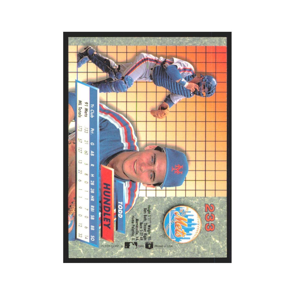 1992 Fleer Ultra Todd Hundley RC Mets #233