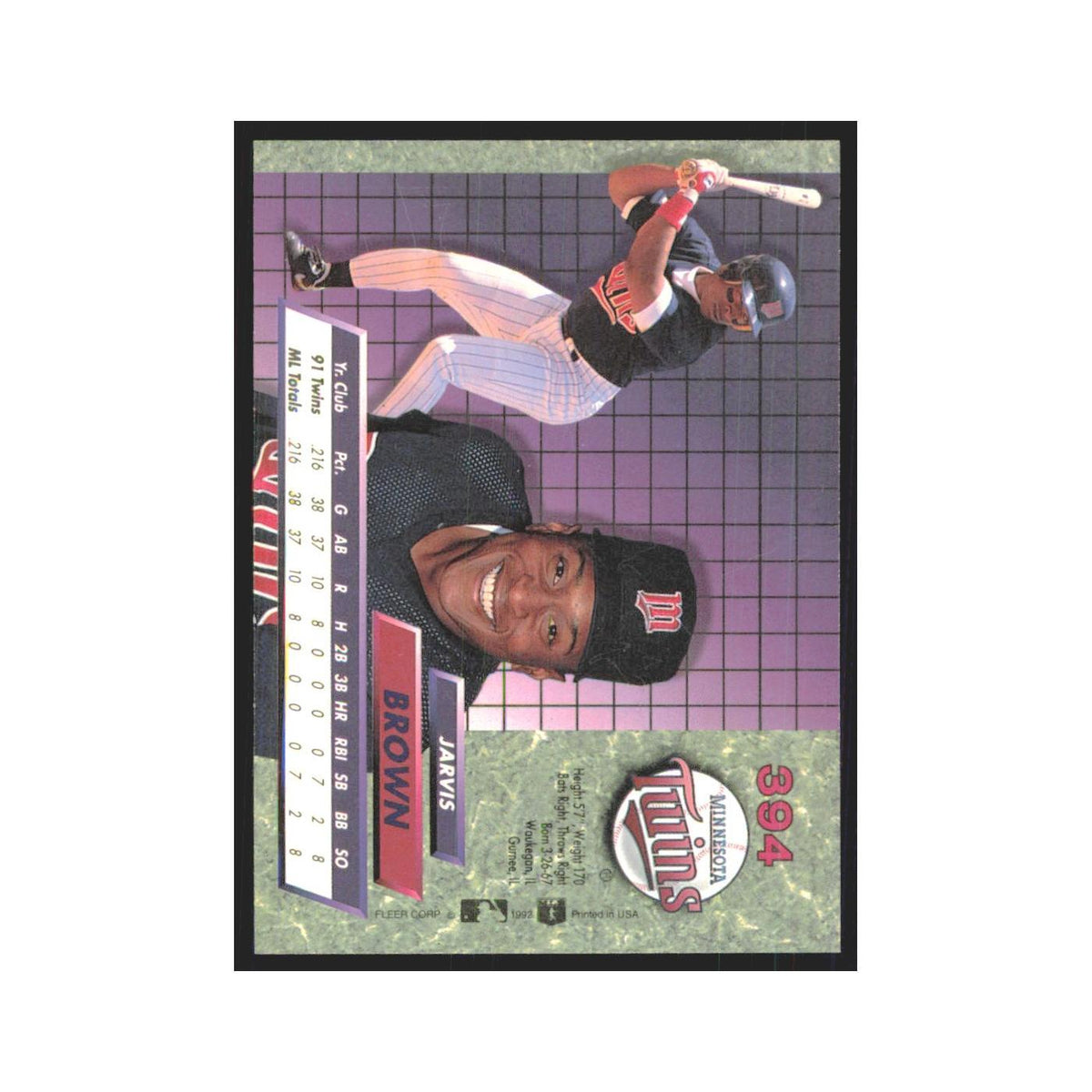 1992 Fleer Ultra Jarvis Brown RC Twins #394