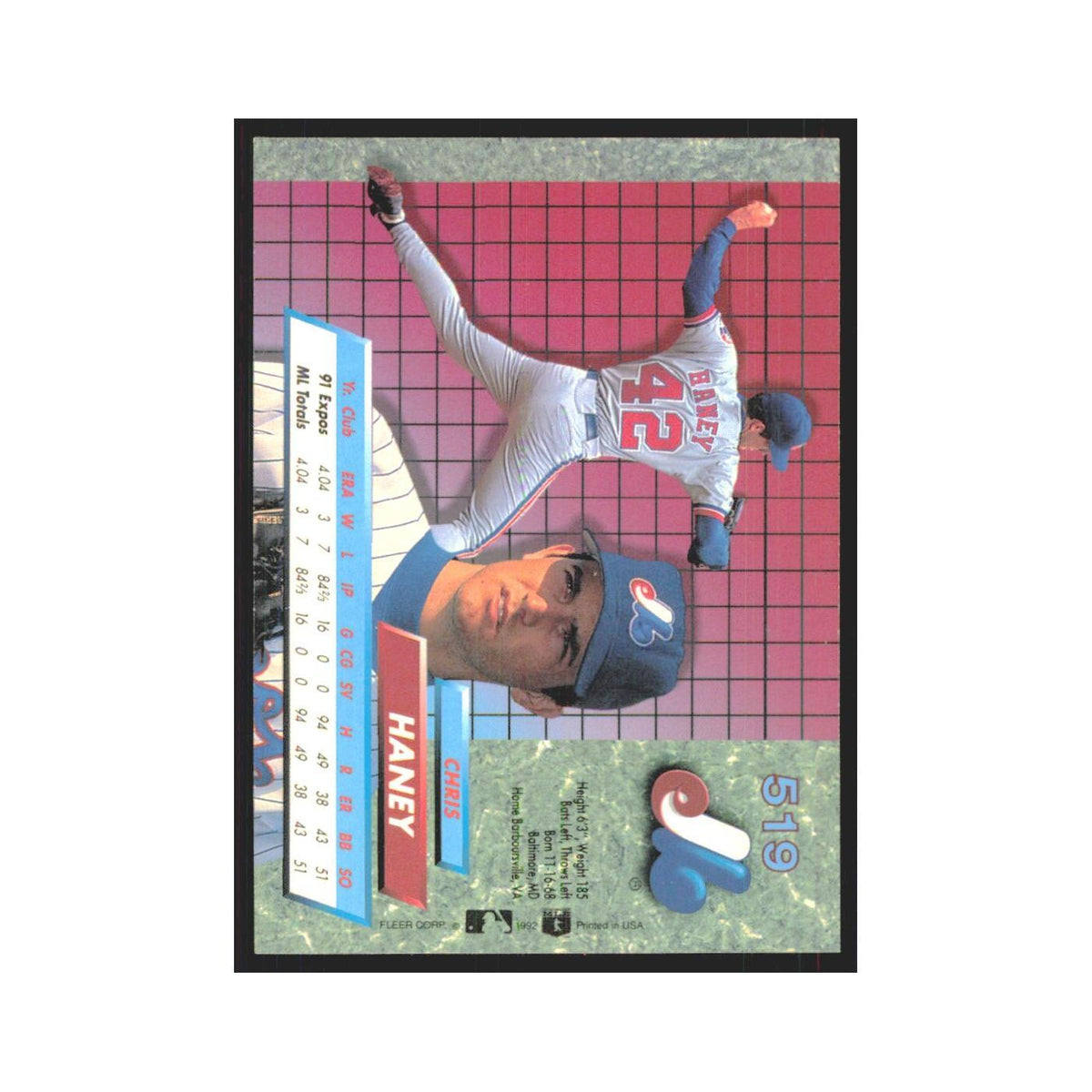 1992 Fleer Ultra Chris Haney RC Montreal Expos #519