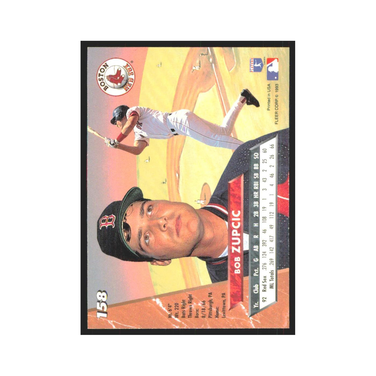 1992 Fleer Ultra Bob Zupcic RC Red Sox #158