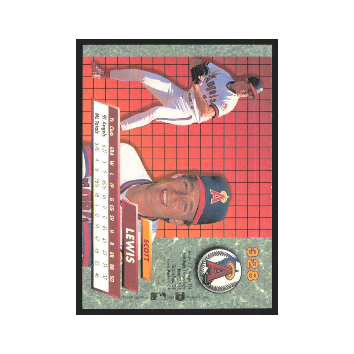 1992 Fleer Ultra Scott Lewis RC Angels #328