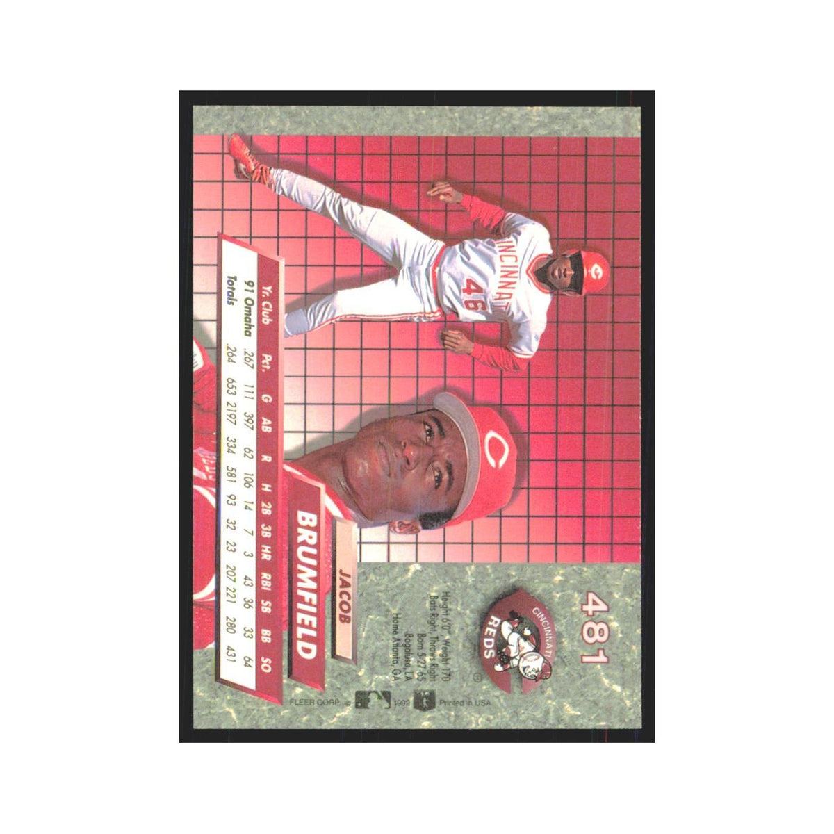 1992 Fleer Ultra Jacob Brumfield RC Reds #481
