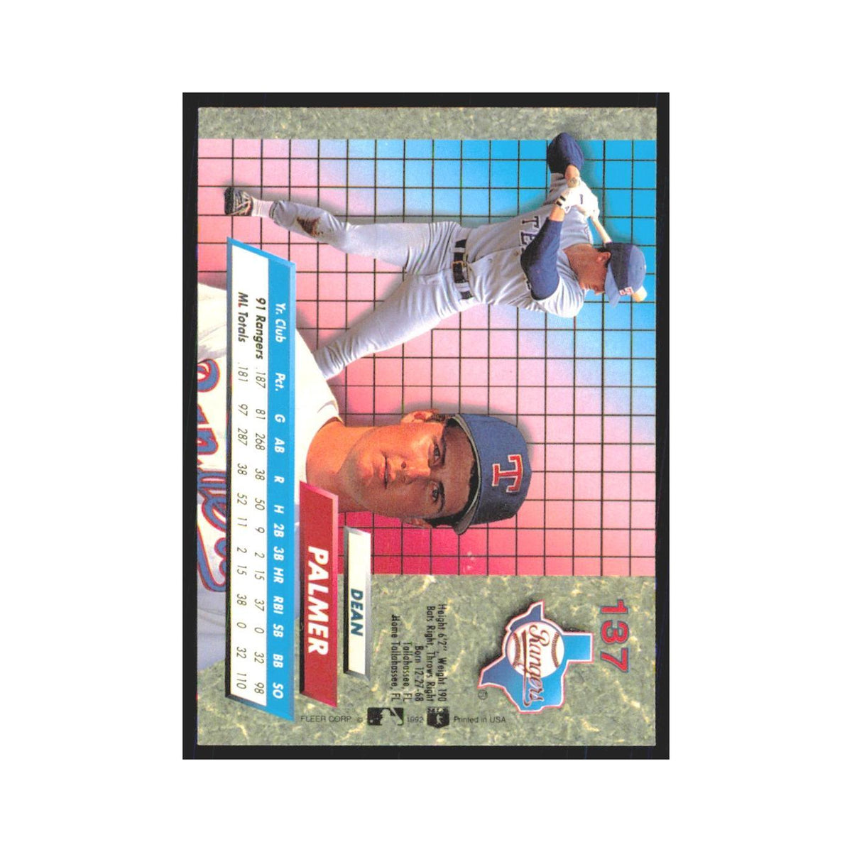 1992 Fleer Ultra Dean Palmer RC Rangers #137