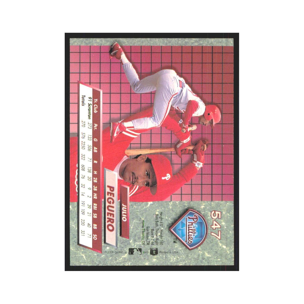 1992 Fleer Ultra Julio Peguero RC Phillies #547
