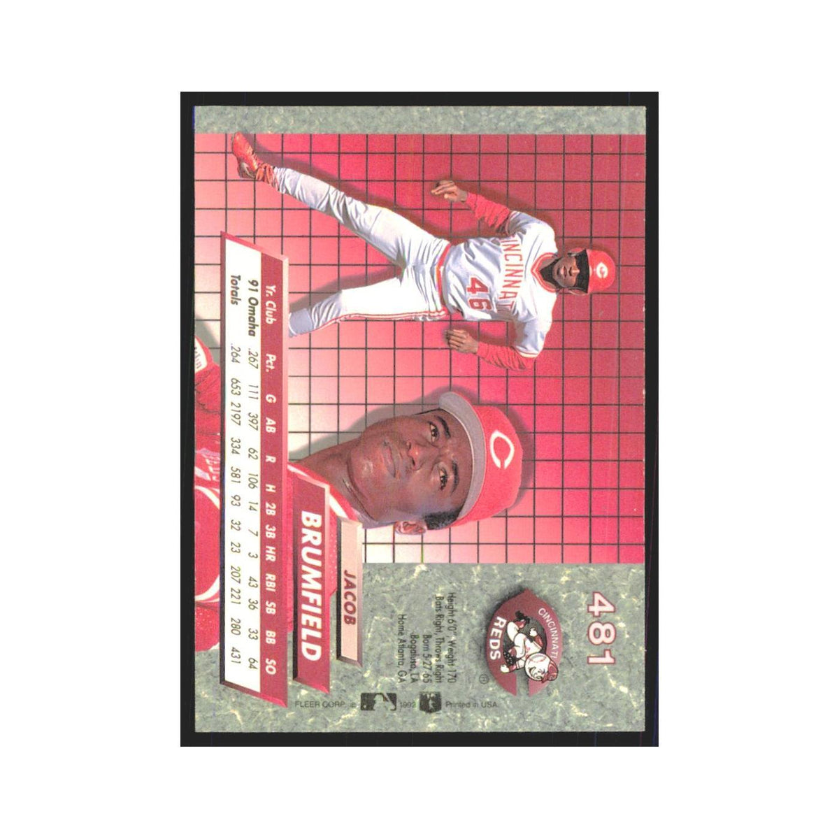 1992 Fleer Ultra Jacob Brumfield RC Reds #481