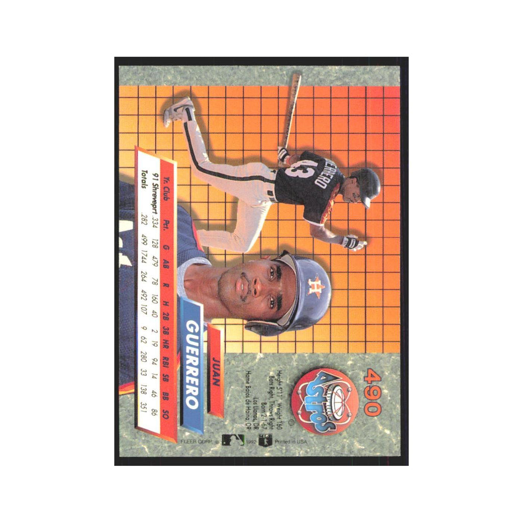 1992 Fleer Ultra Juan Guerrero RC Astros #490