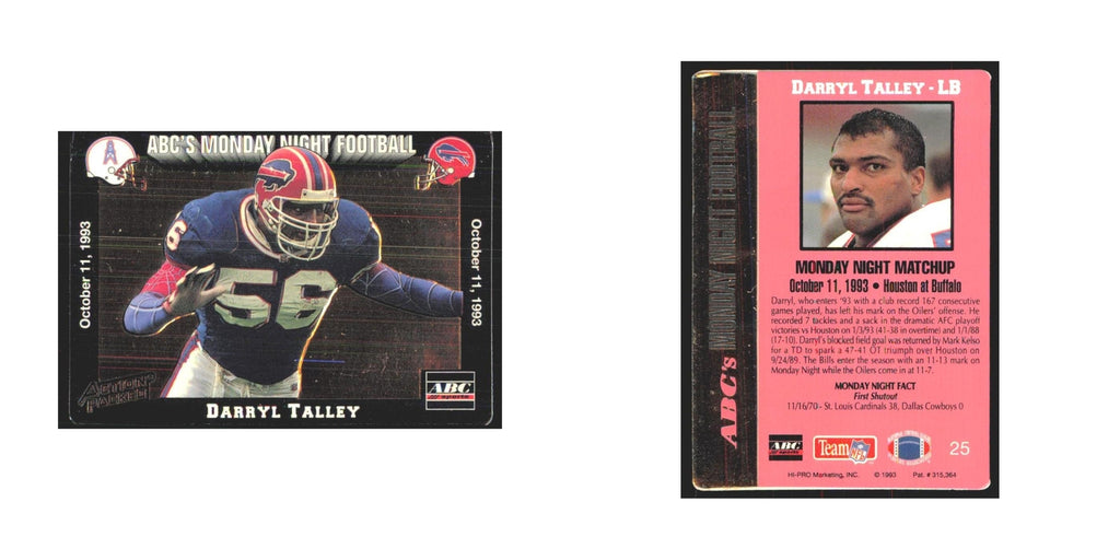 1993 Action Packed Darryl Talley Bills #25