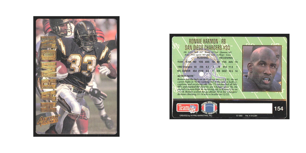 1993 Action Packed Ronnie Harmon San Diego Chargers #154