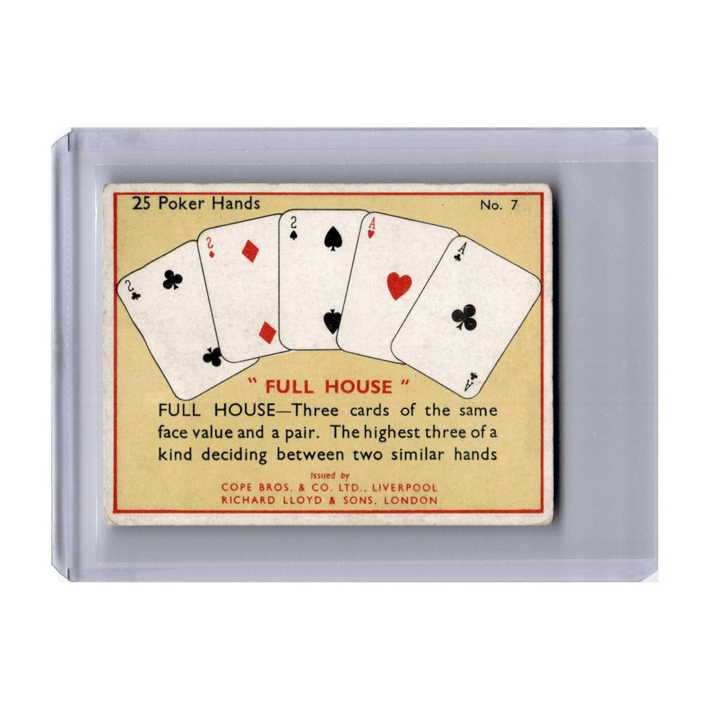 Full House 1936 Cope Bros The Game of Poker #7.0 EX