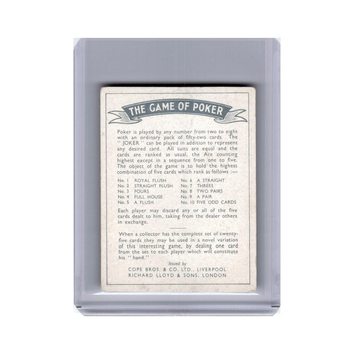 Full House 1936 Cope Bros The Game of Poker #7.0 EX