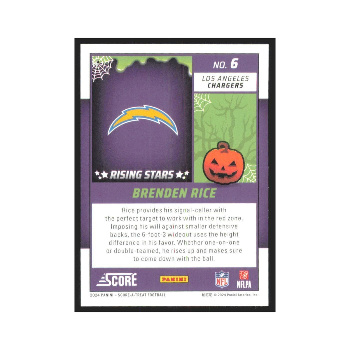 2024 Score-A-Treat Brenden Rice RC Chargers #6