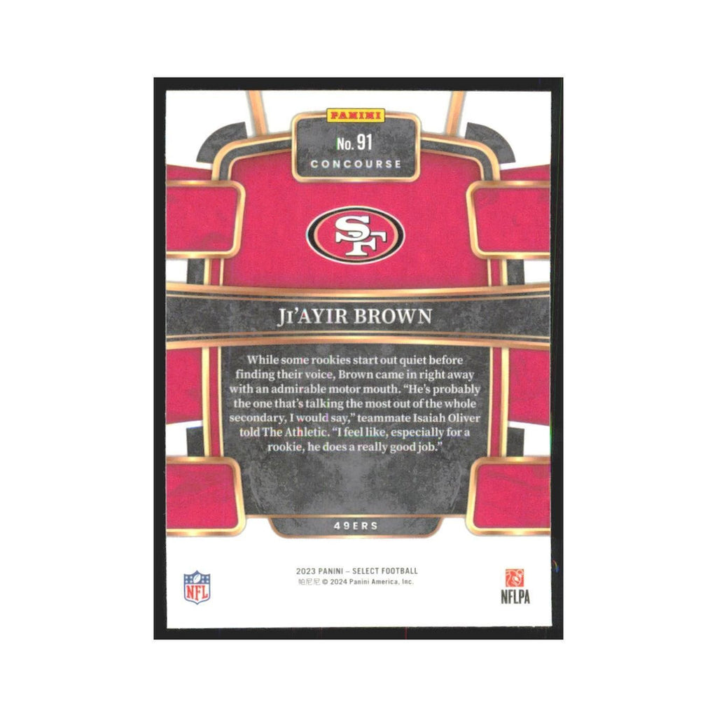 2023 Panini Select Ji'Ayir Brown RC 49ers #91
