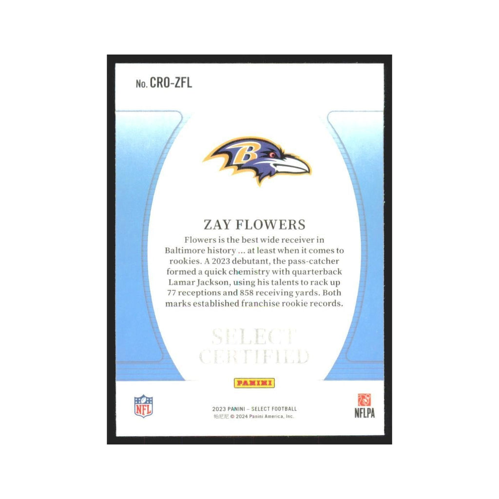 2023 Panini Select Zay Flowers RC Ravens #CRO-ZFL