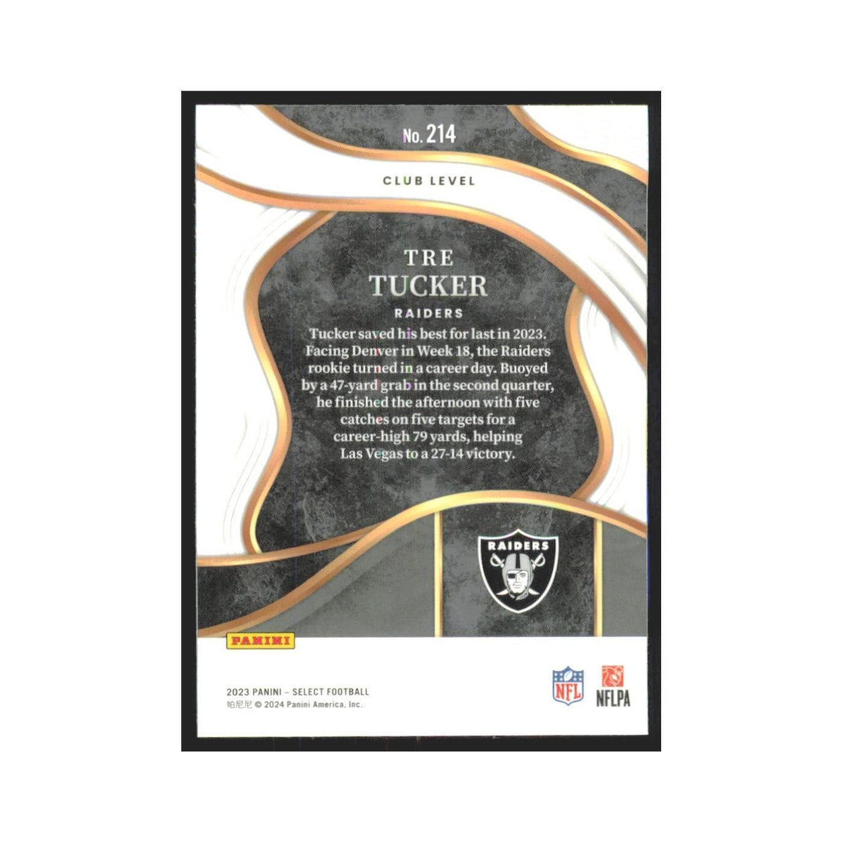 2023 Panini Select Tre Tucker RC Raiders #214
