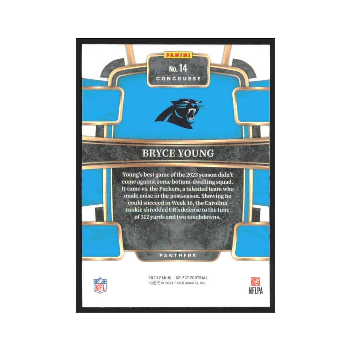 2023 Panini Select Bryce Young RC Panthers #14