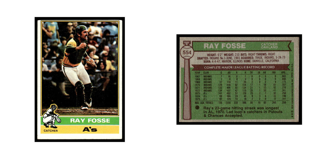 Ray Fosse 1976 Topps #554 Oakland Athletics Baseball Card EX