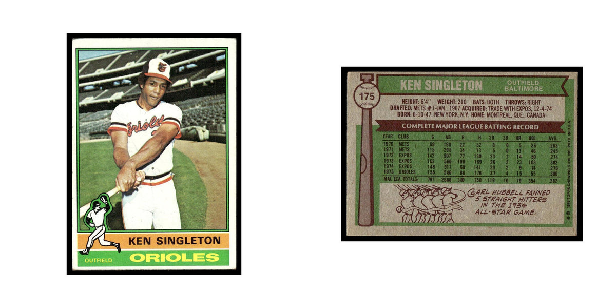 Ken Singleton 1976 Topps #175 Baltimore Orioles Baseball Card EX