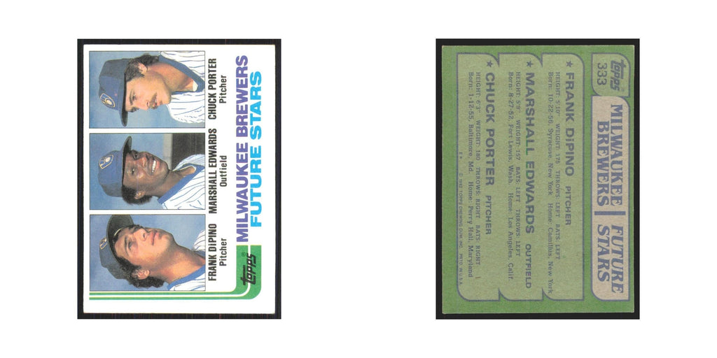 1982 Topps Frank DiPino/Marshall Edwards/Chuck Porter Brewers #333