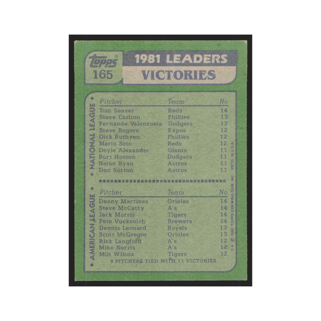 1982 81 Victory Leaders Cincinnati Reds/Baltimore Orioles/Oakland Athletics/Detr