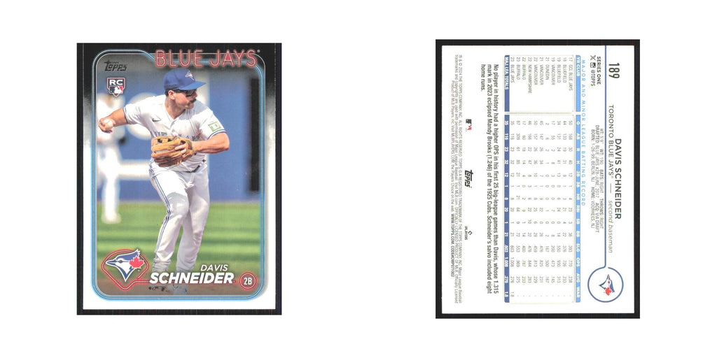 2024 Topps Davis Schneider RC Blue Jays #189