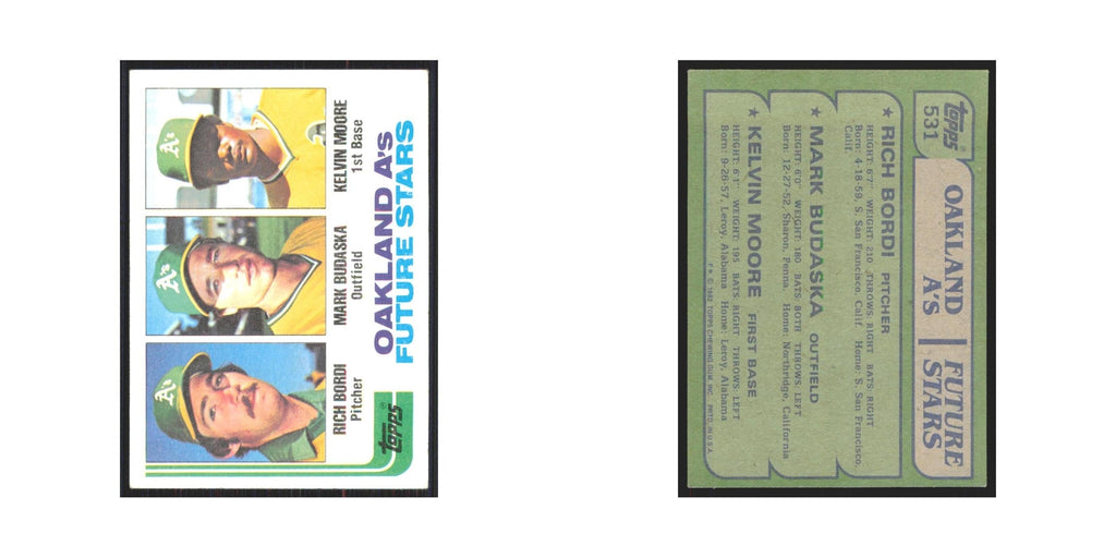 1982 Topps Rich Bordi/Mark Budaska/Kelvin Moore Athletics #531