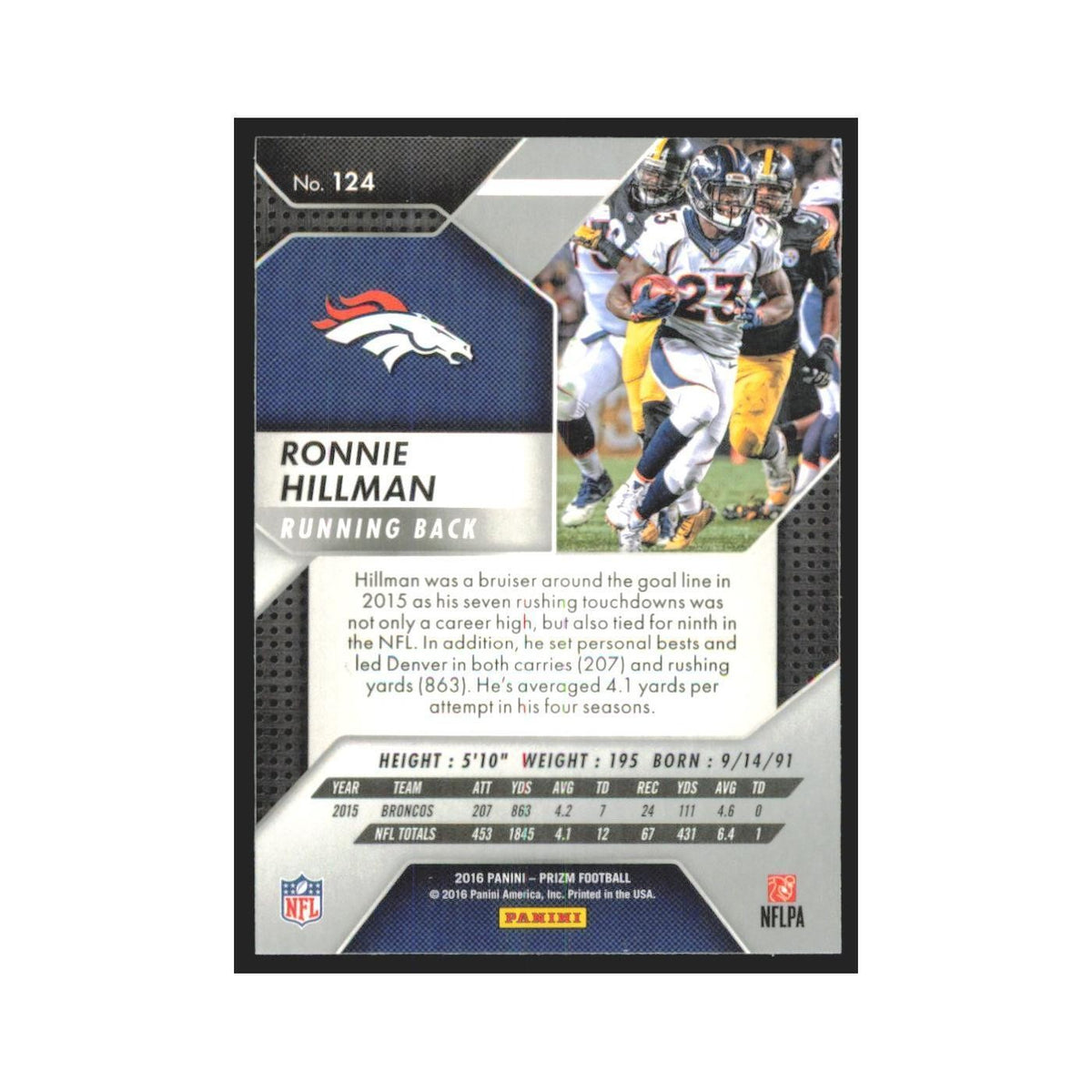 2016 Panini Prizm Ronnie Hillman Broncos #124