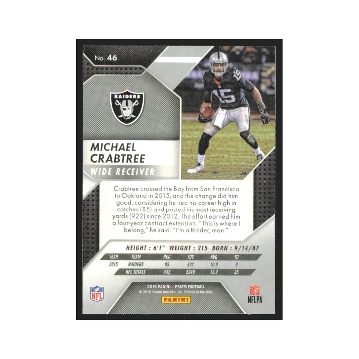 2016 Panini Prizm Michael Crabtree Raiders #46