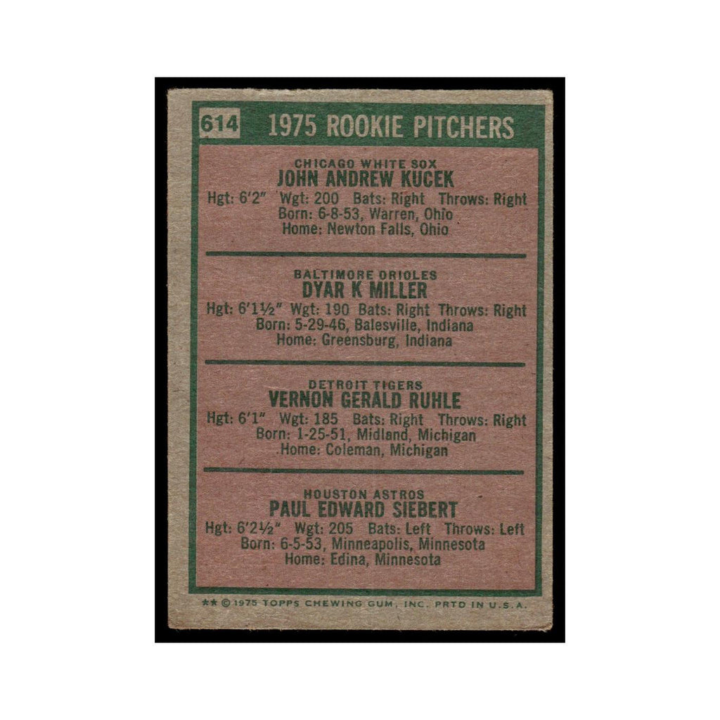 Jack Kucek Dyar Miller Vern Ruhle Paul Siebert Rookie 1975 #614 Poor