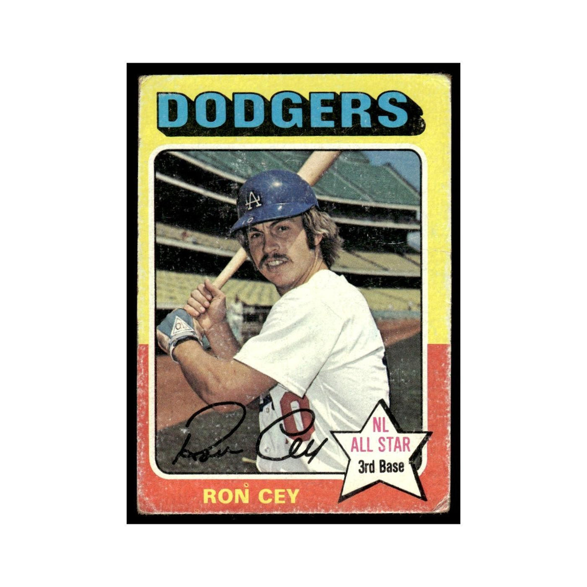 Ron Cey 1975 Topps (damaged) #390 Los Angeles Dodgers Baseball Card Poor
