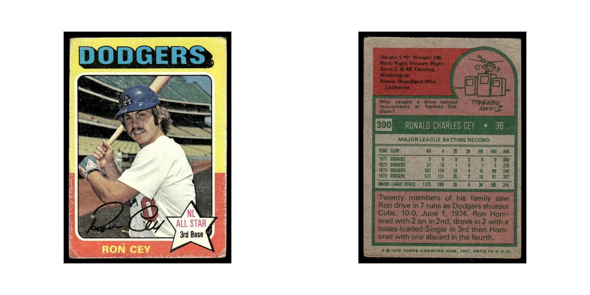 Ron Cey 1975 Topps (damaged) #390 Los Angeles Dodgers Baseball Card Poor