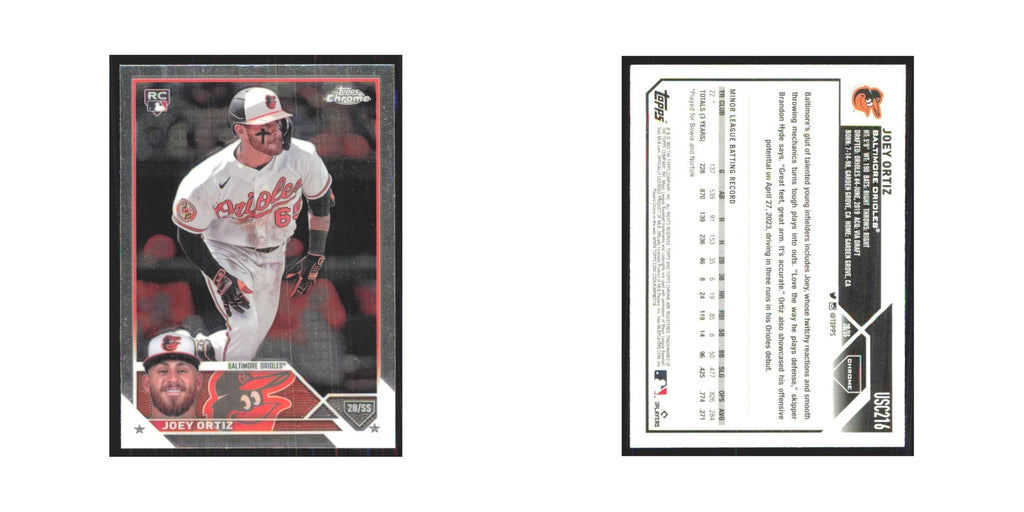 2023 Topps Chrome Joey Ortiz RC Orioles #USC216