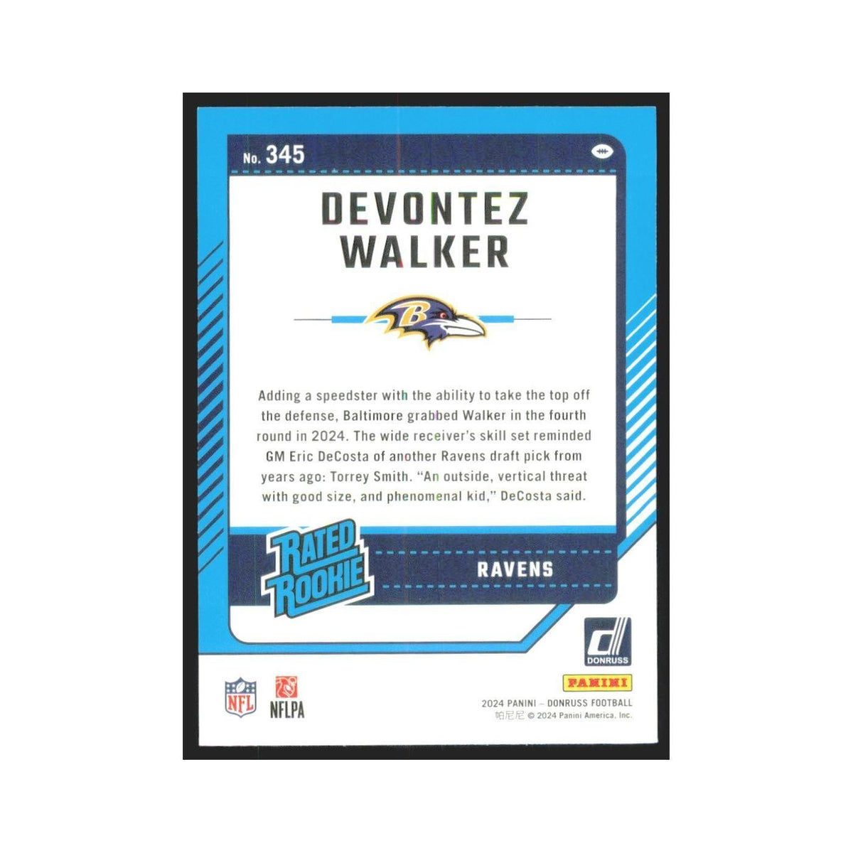 2024 Donruss Devontez Walker RC Ravens #345