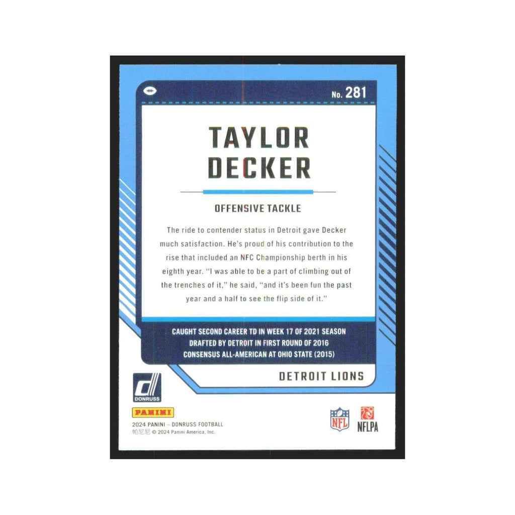 2024 Donruss Taylor Decker Lions #281
