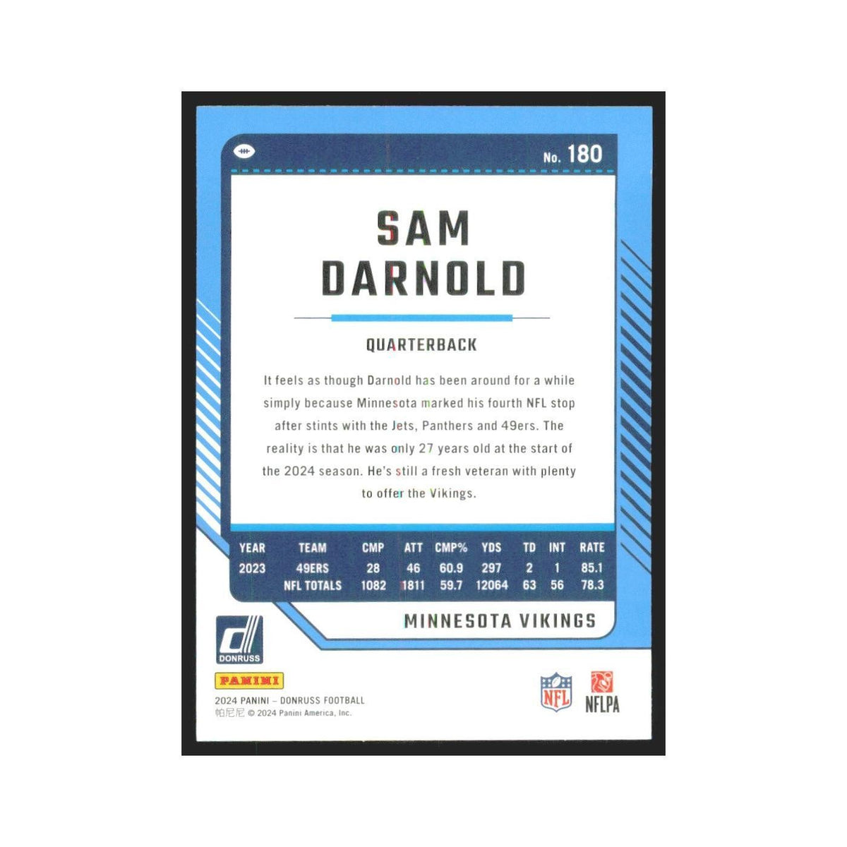 2024 Donruss Sam Darnold Vikings #180