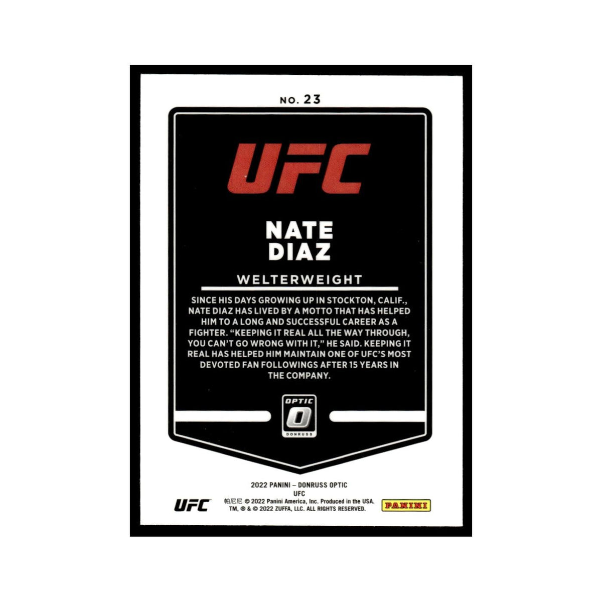Nate Diaz 2022 Donruss Optic UFC #23 NM