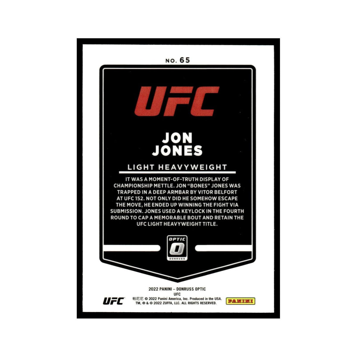 Jon Jones 2022 Donruss Optic UFC #65 NM