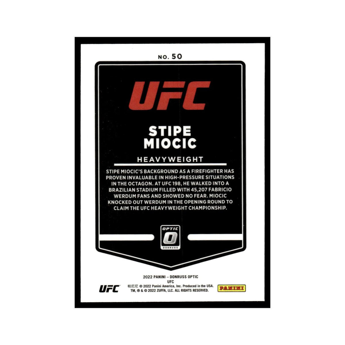 Stipe Miocic 2022 Donruss Optic UFC #50 NM