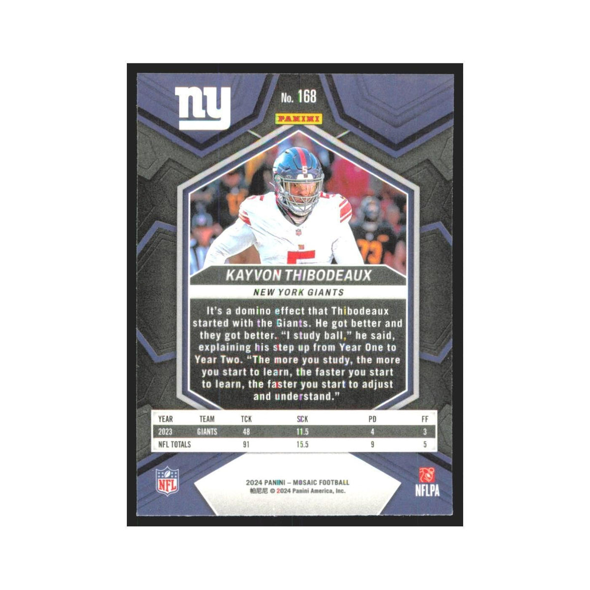 2024 Panini Mosaic Kayvon Thibodeaux Giants #168