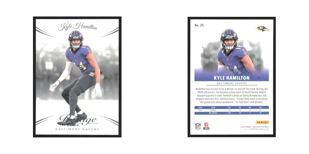 2024 Panini Prestige Kyle Hamilton Ravens #25